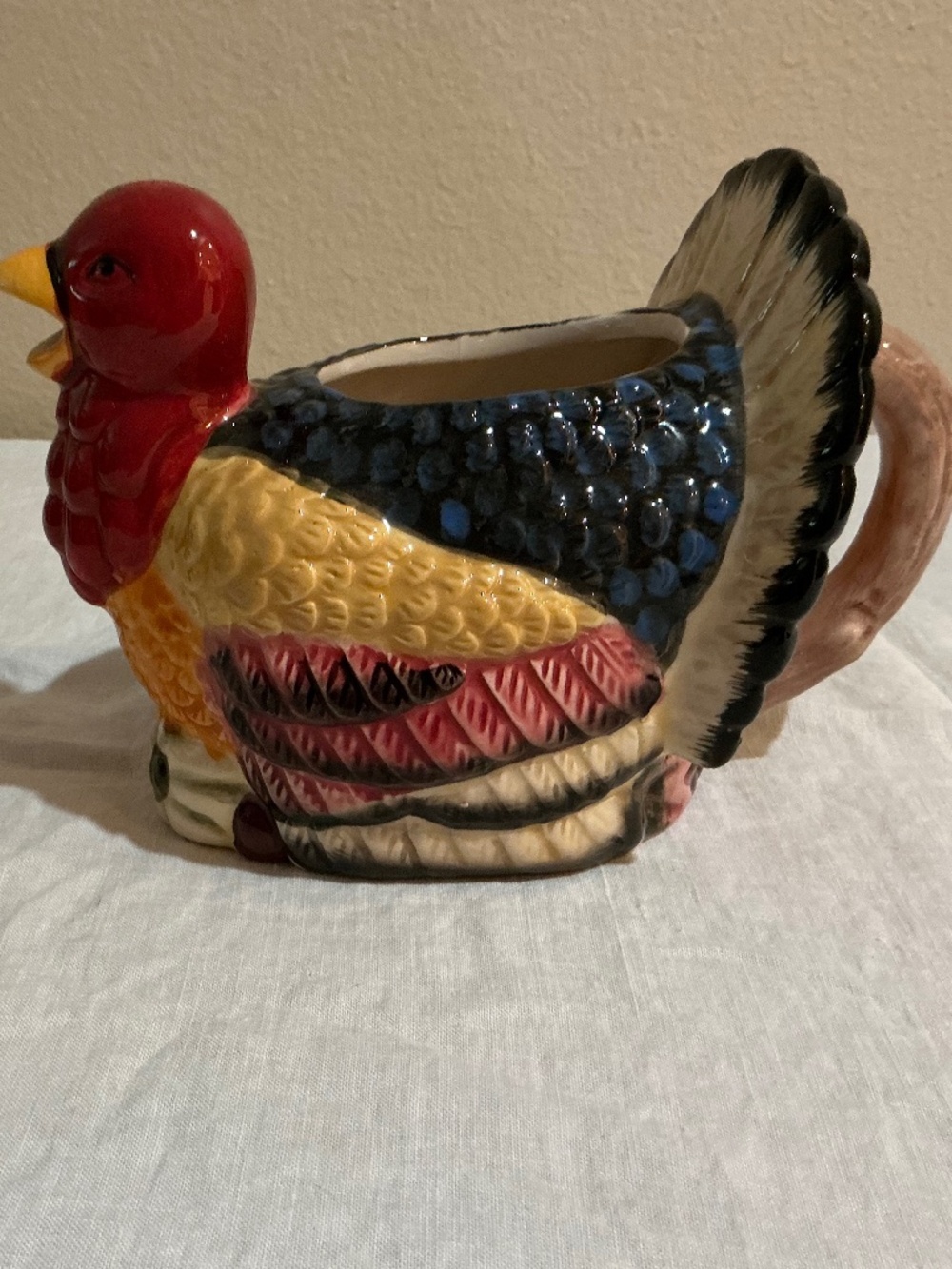 Vintage Ceramic Turkey Gravy Boat Pitcher Thanksgiving Table Decor Jay Imports